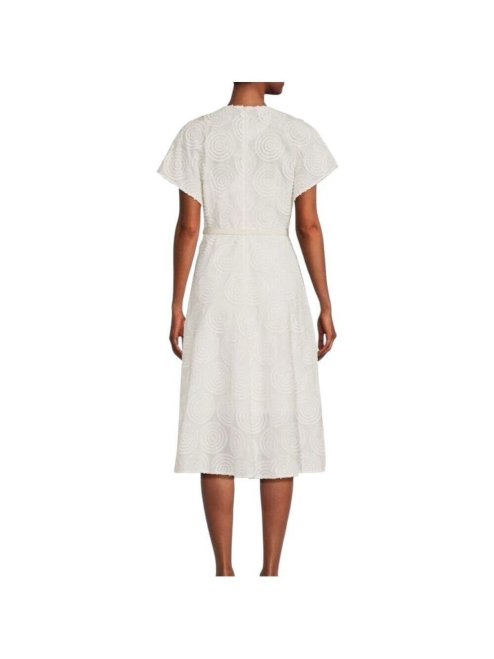 Akris Punto Cream Circle Loop Embroidery Dress Size 6 ** no belt - Picture 3 of 9